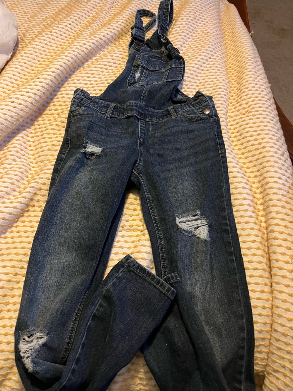 Blue Spice Dark Blue Distressed Women's Denim Overalls
